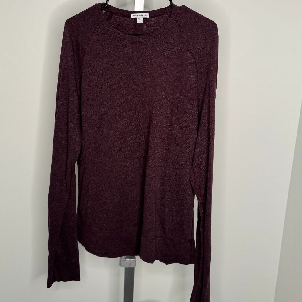 James Perse Supima Cotton Crewneck Long-sleeve in dark purple Size 3/Large